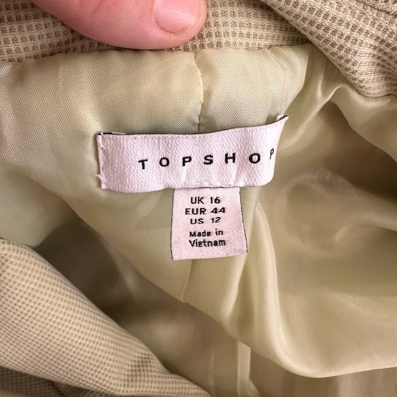 Chic & Versatile Topshop Oversized Blazer in Sage Green Houndstooth Women's 12 - Picture 6 of 7